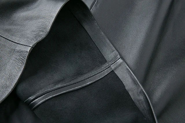 

Real Leather Womens Skirt Sheepskin Sheep Genuine Leather Pencil Skirts Women High Waist Bodycon Black Ladies Midi Skirts Female