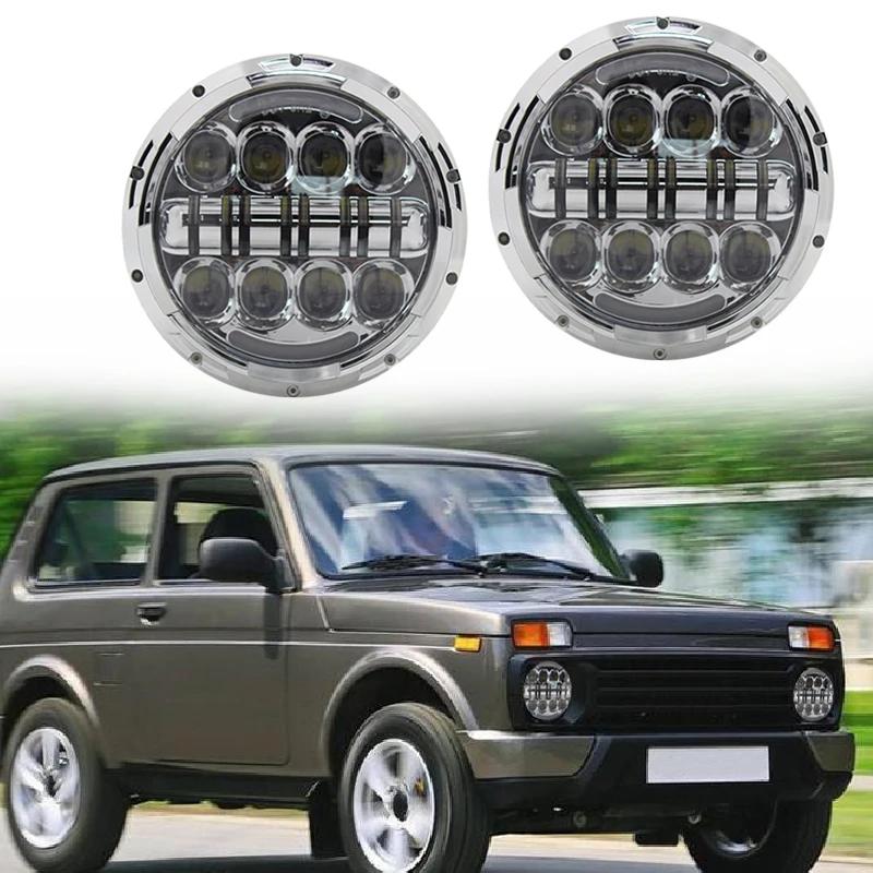 2 шт. для Lada 4x4 urban Niva " дюймовый круглый светодиодный фары Hi/Lo луч подходит 97-17 для Jeep Wrangler JK TJ LJ