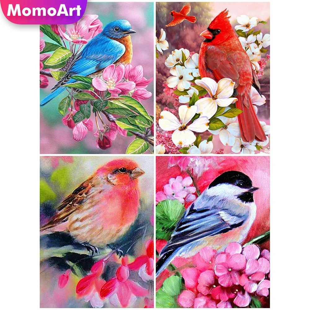 

MomoArt Алмазная вышивка птица полная площадь Алмазная мозаика животные рукоделие Алмазная Живопись цветы вышивка крестом наборы украшения д...