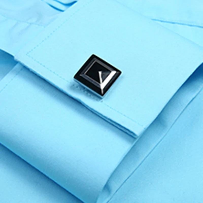 

Men Dress Shirt French Style Brand Plus Size 4XL 5XL Contrasted Collar for Spring Summer Sky Blue Fashion Business A07201224