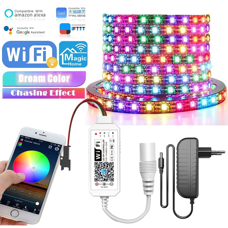 WI FI WS2811 Светодиодные ленты 12V 5050 Мечта Цвет с чеканкой мульти Эффект Magic Home гибкие