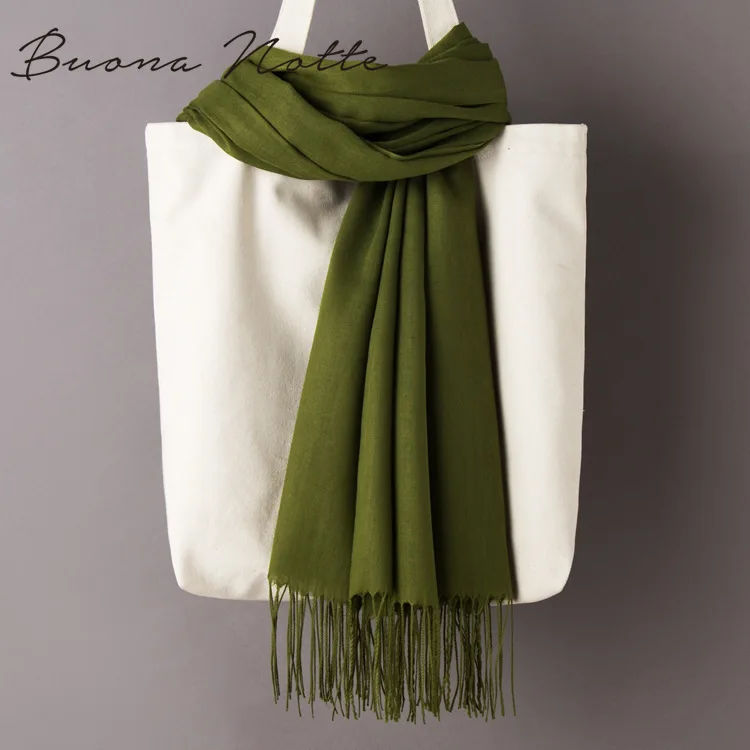 Women Solid Color Cashmere Scarves with Tassel Autumn New Soft Warm Lady Girls Wraps Thin Long Scarf Female Shawl Men Scarf