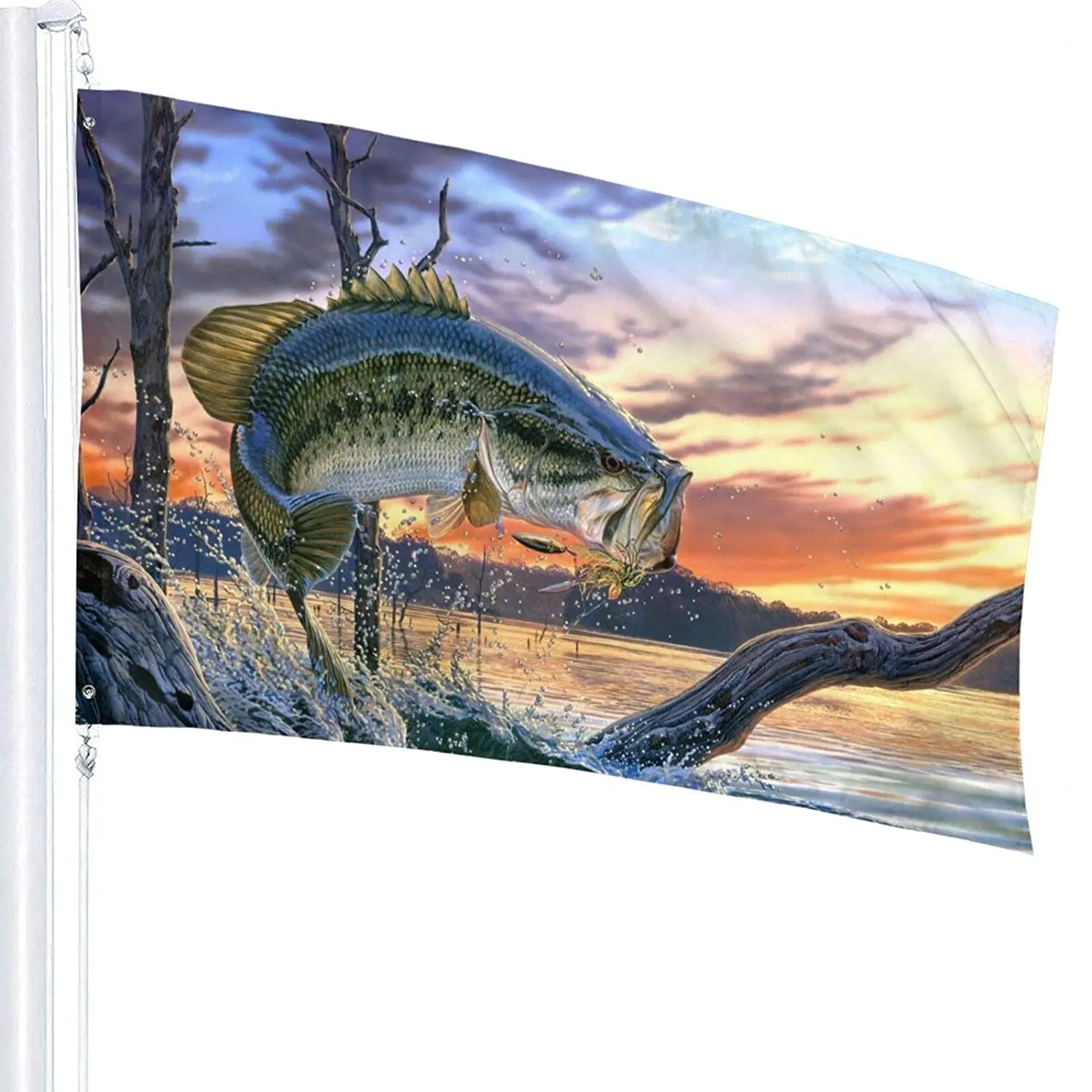 

Big Fish Flag 3x5 Outdoor Sports Banner Vivid Color with Brass Grommets Garden Flags Fade Resistant
