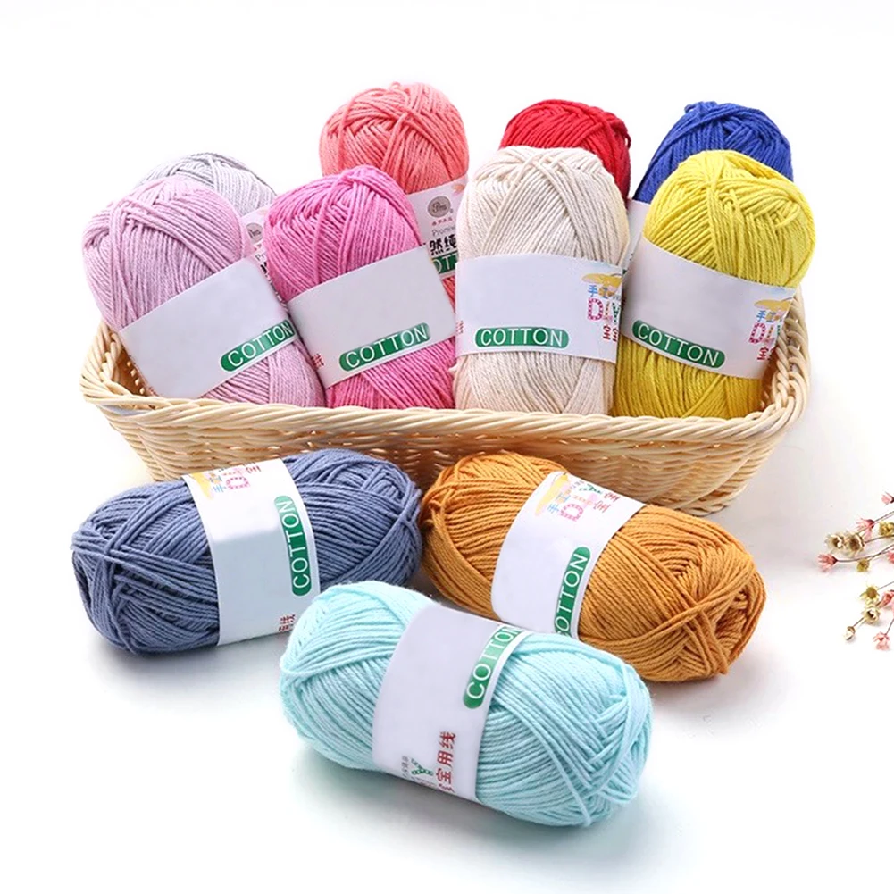 

50grams/Set Milk Cotton Crochet Yarn DIY Hand Knitting Thread Baby Sweater Hat Scarf Knitting Yarn Baby Knitting Solid Cotton