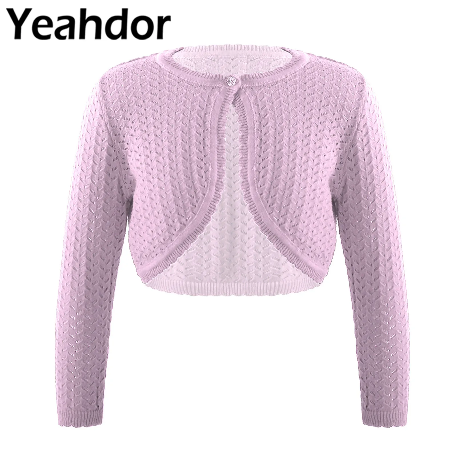 

Kids Wrap Girls Solid Hollow Knitted Bolero Long Sleeve Cardigan Tops Shrug Flower Girls Jackets Wedding Princess Outwear Shawl