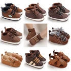 Ботинки для новорожденных, разноцветные ботинки для мальчиков и девочек с коричневой тематикой, повседневная обувь для начинающих ходить