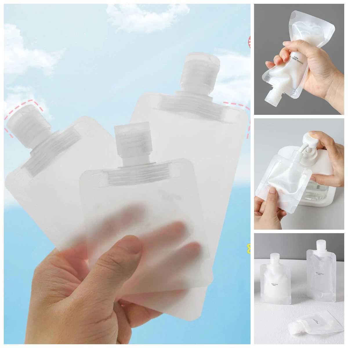

10 Pcs 30ml 50ml 100ml Travel Lotion Packaging Bag Portable Shampoo Facial Cleanser Liquid Storage Bag Makeup Storage Bottle