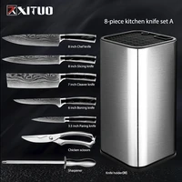 xituo kitchen knives set japanese stainless steel laser damascus pattern chef santoku cleaver utility gyuto boning knife tools