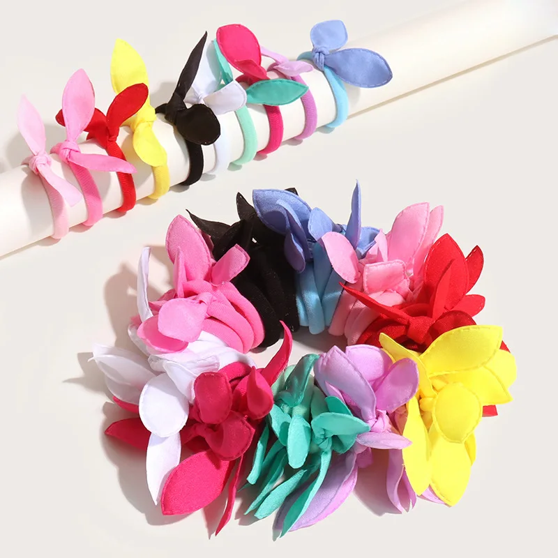 

Children Elastic Hair Band Cute Bow Rabbit Ears Headband Girl Ring Scrunchie Ponytail Holder Hair Accessories 100/50/30pcs