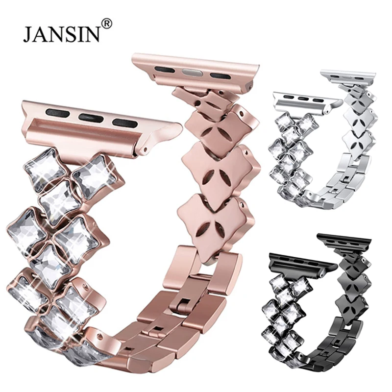 

Ремешок для Apple Watch 40/38 мм, металлический, со стразами, 42/44/45/41 мм, SE 7