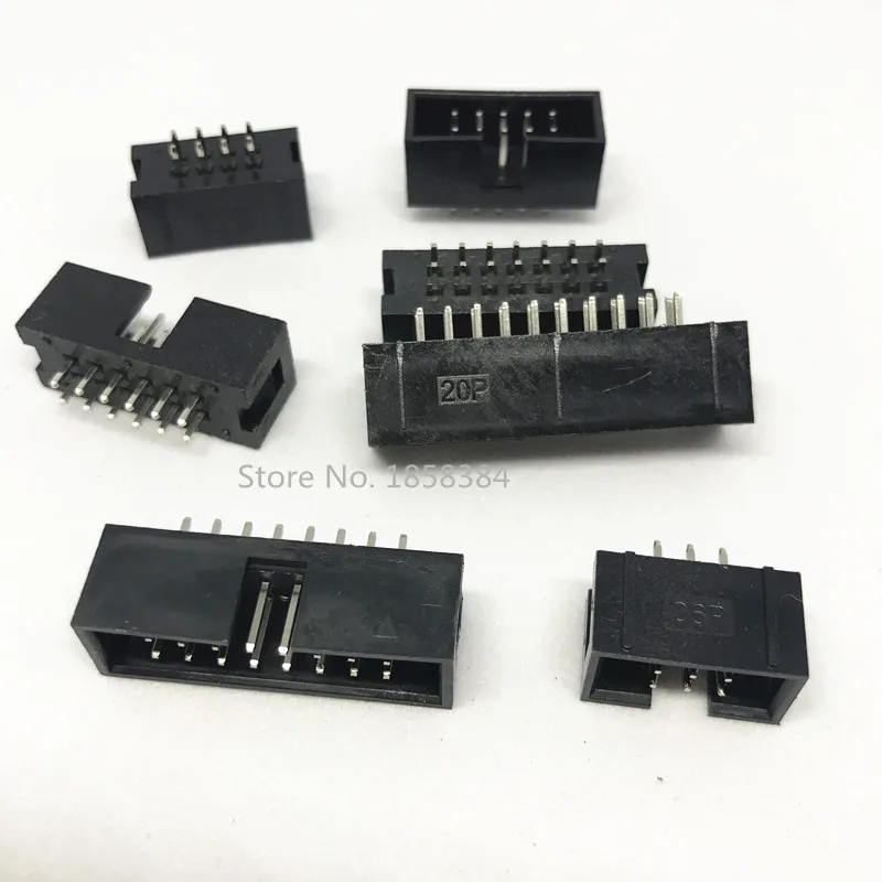 20 шт. 2 54 мм DC3 6P 8P 10P 12P 14P 16P 20P 24P 26P 30P 34 P40P 50P 180 градусов Штекерный корпус PCB IDC разъем