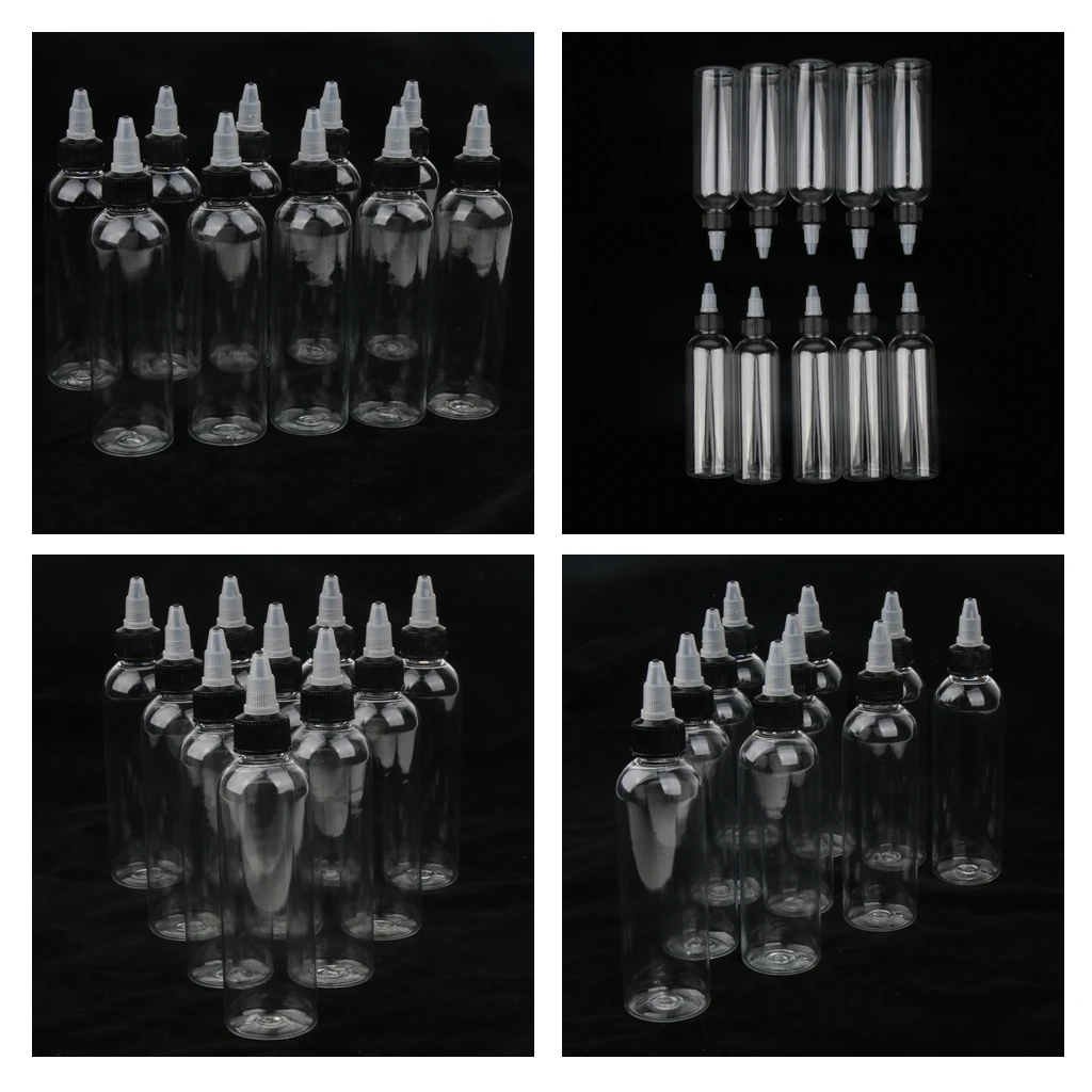 

40Piece Empty Plastic Bottle With Twist Top Cap Tip Applicator 120ml