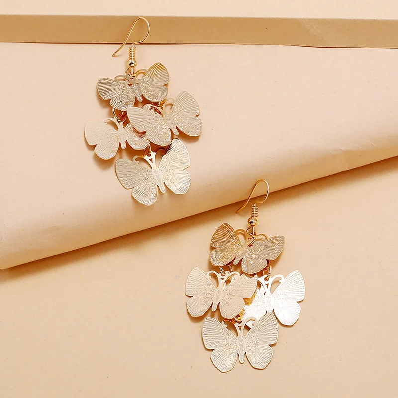 

New Simple EARRINGS Metal BUTTERFLY Tassel Earrings Women's Earrings Long Earrings