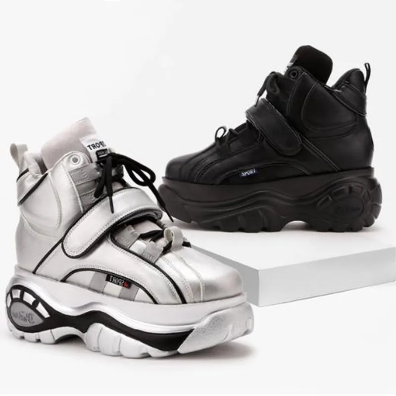 Женские кроссовки на платформе обувь липучке белые серебристые предварительные