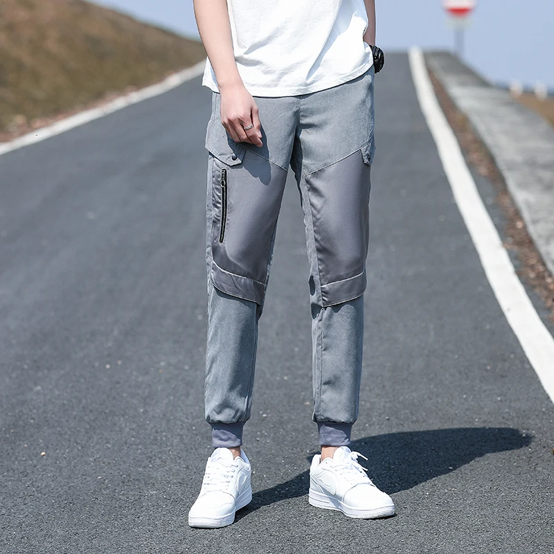 

Mens Cargo Pants 2020 Black Full Length Plus Size Pants Casual Sweatpants Solid Color Loose Street Wear Jogger Pants For Men