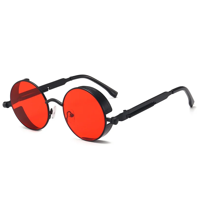 

Classic Gothic Steampunk Style Round Sunglasses Men Women Brand Designer Retro Round Metal Frame Colorful Lens Sun Glasses