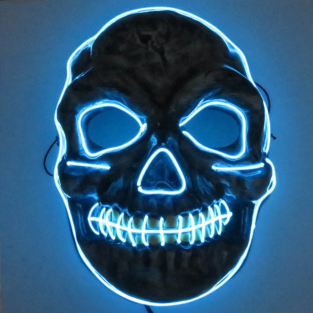 Светящиеся светящиеся светодиодный маски вечеринка Хэллоуин страшная маска EL Wire
