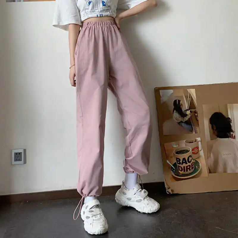 

Ankle Banded Pants Summer 2020 Thin and All-Matching Loose Slimming Straight High Waist Casual Pants Drawstring Sports Overalls