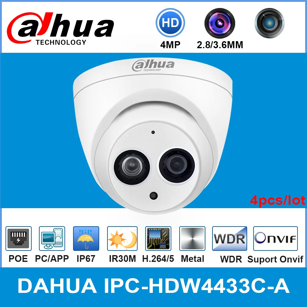Камера видеонаблюдения Dahua IPC-HDW4433C-A инфракрасная Сетевая купольная мини-камера