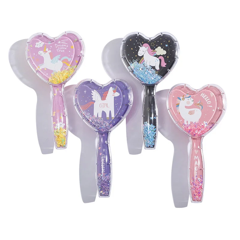

Cartoon Heart Unicorn Hair Brush Print Air Cushion Comb Transparent Massage Hair Comb Plastic Pony Comb Detangling Hair Brush