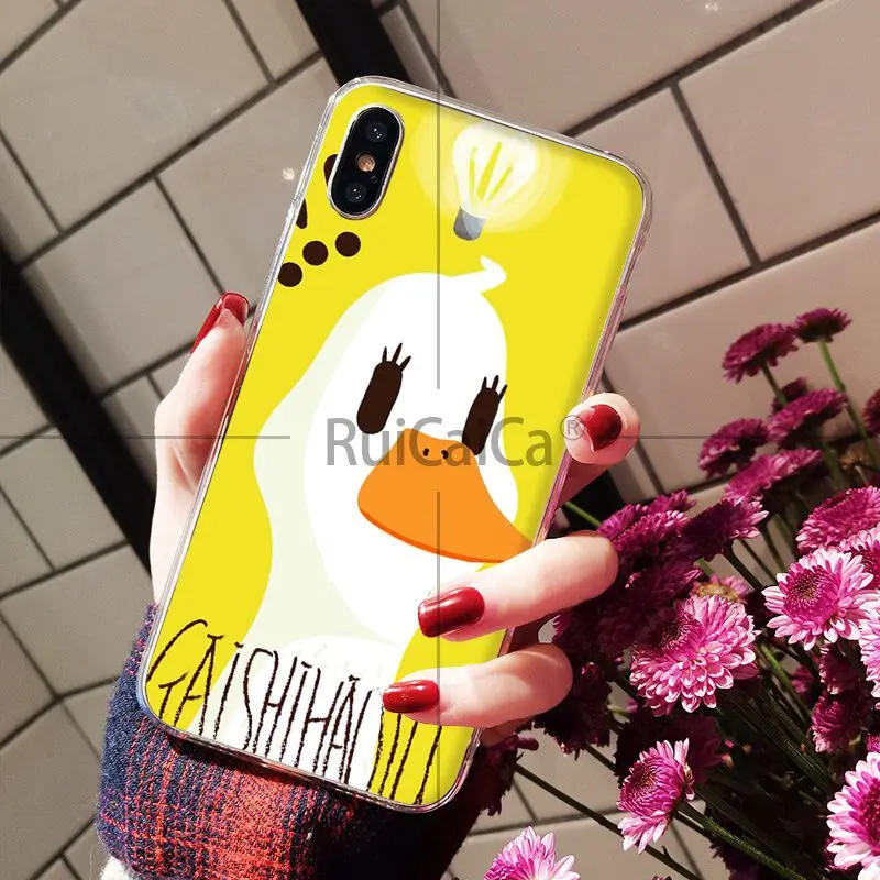 Ruicaica супер милая мультяшная утка гусь прозрачный мягкий чехол для телефона iPhone X