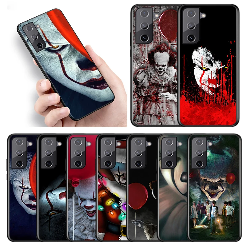 

Cartoon Scary clown For Samsung S22 S21 S20 FE Ultra Pro Lite S10 5G S10E S9 S8 S7 S6 Edge Plus Black Phone Case Capa