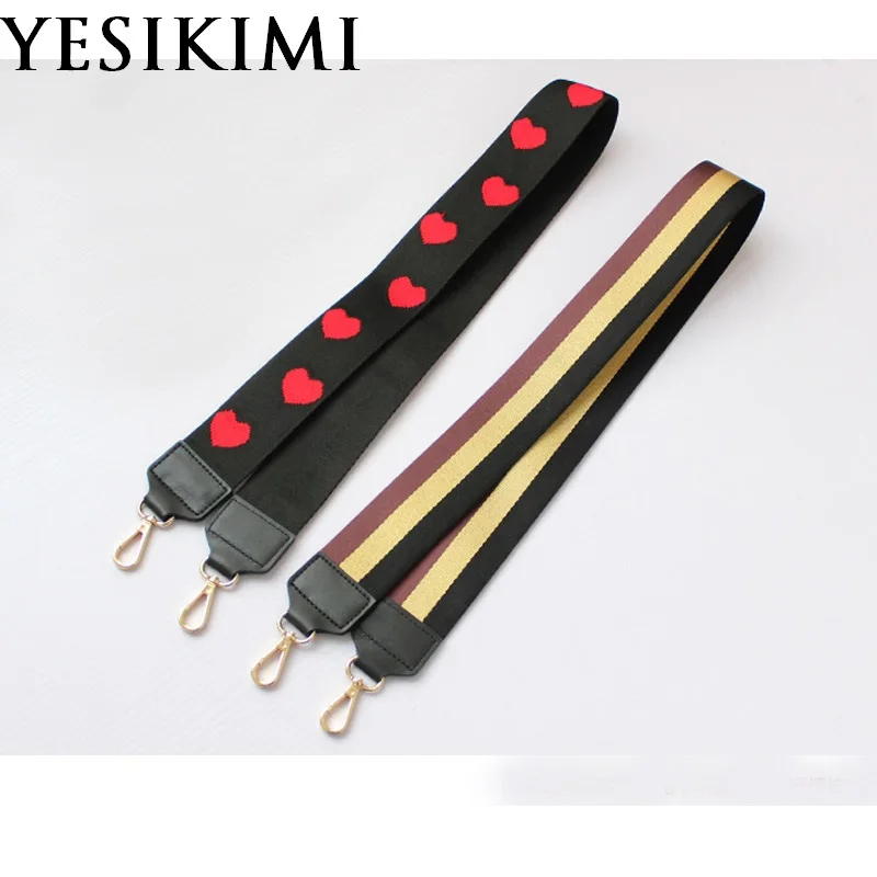 

Сменный ремешок через плечо для роскошных сумок, ремешок из натуральной кожи и холста в полоску, с рисунком сердца, широкий 5*105 см, аксессуары для сумок