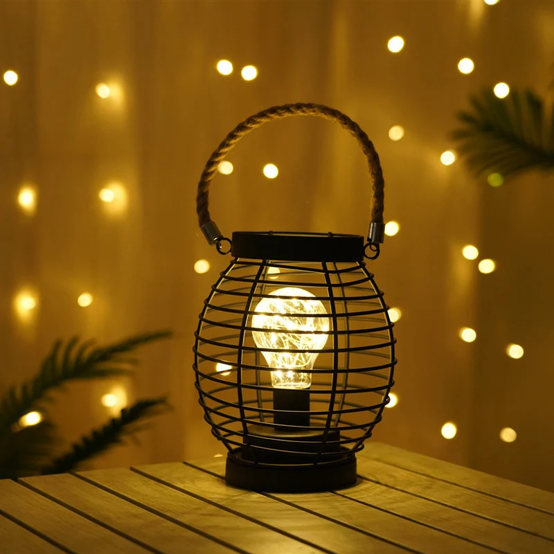 

2020 New Creative Wrought iron night light Lantern Red Wine Bottle LED Lamp Drinking Glass Light for Cafe Hotel Balcony Hot sale