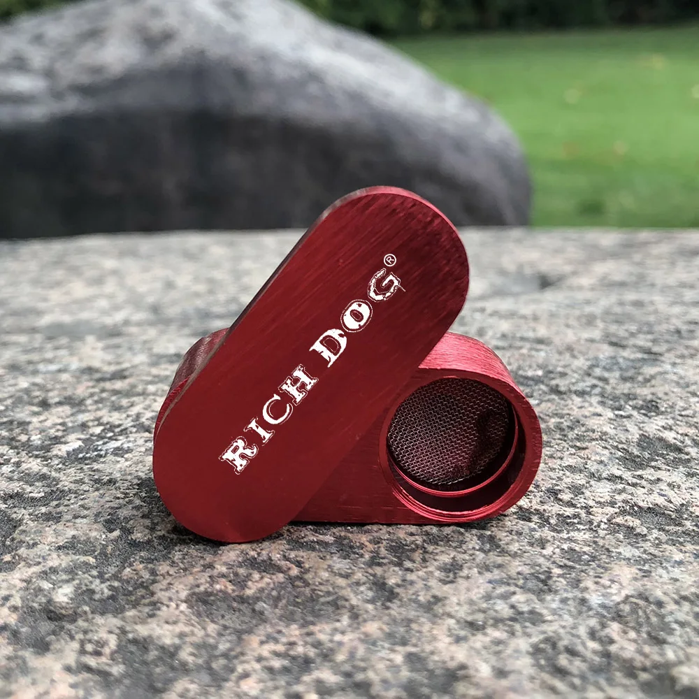 Поворотная металлическая курительная трубка Rich Dog двухслойная портативная для