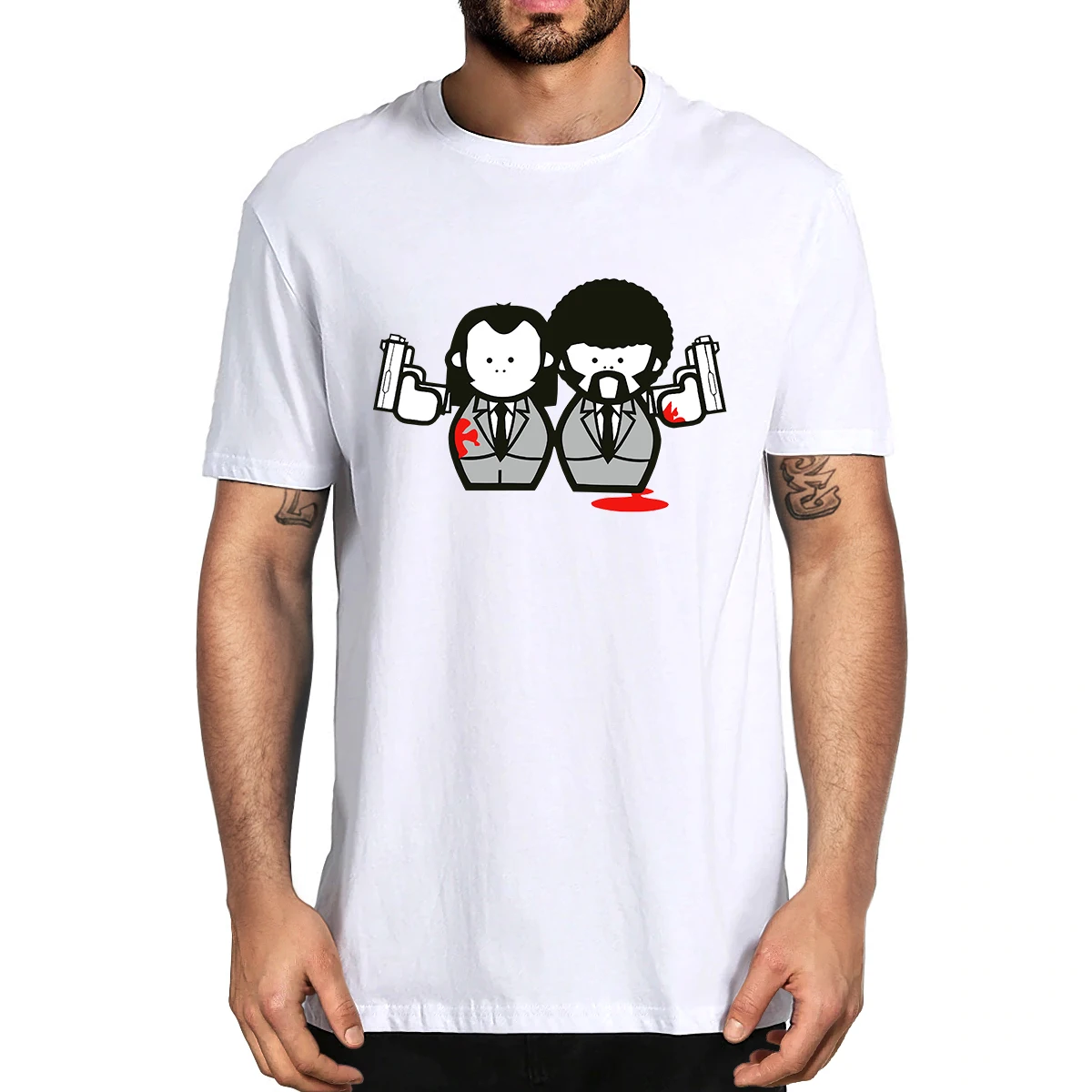 

Забавная Летняя мужская футболка из 100% хлопка с мультипликационным принтом криминальной фантастики, Женская Повседневная Уличная одежда, ...
