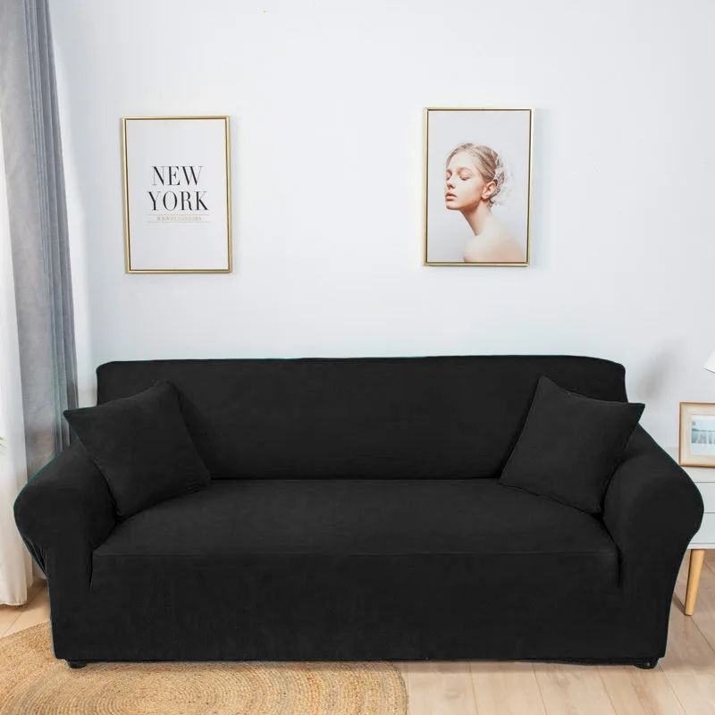 

Solid Color Winter Sofa Cover for Living Room Warm L-shape Slipcover Elastic Printed Sofa Towel Decor Couch Cover 1/2/3/4 Seat