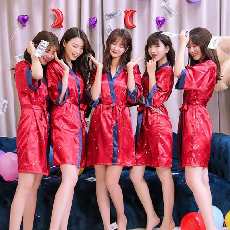 Fdfklak шелковый халат невесты женская одежда для сна ночная рубашка Женская