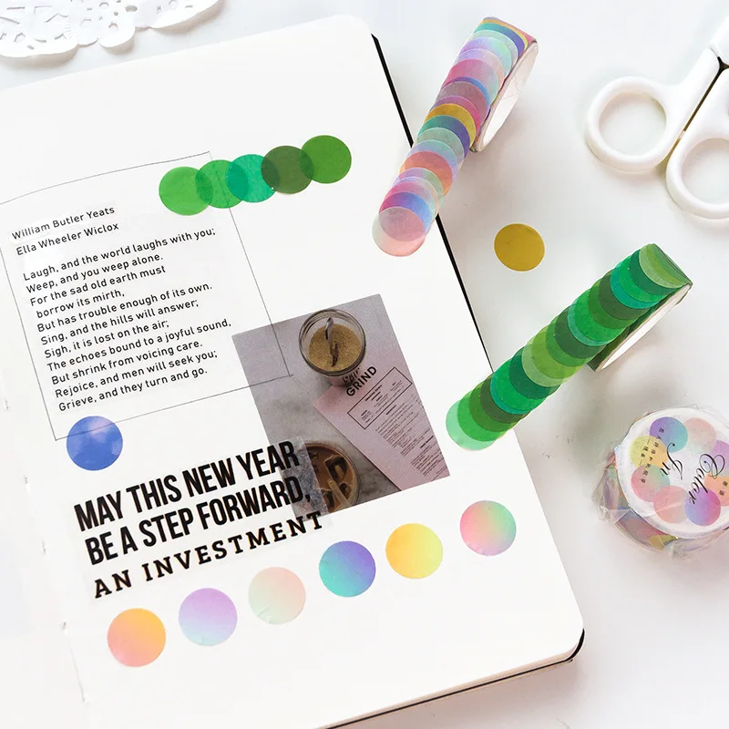 

100 pcs /Roll Colorful Gradient Color Circle Round DIY Decorative Masking Tape Stickers