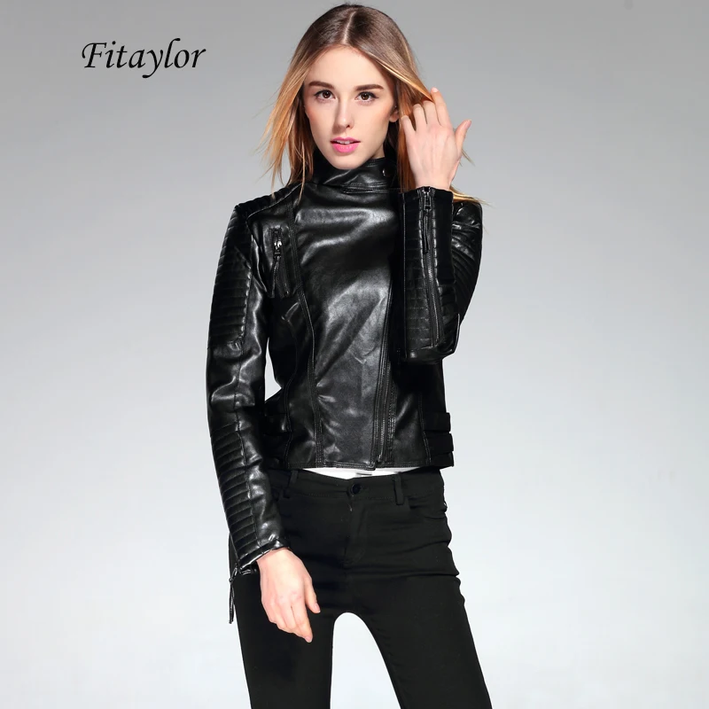 Fitaylor/Новинка 2021 женская короткая куртка из искусственной кожи тонкая модная