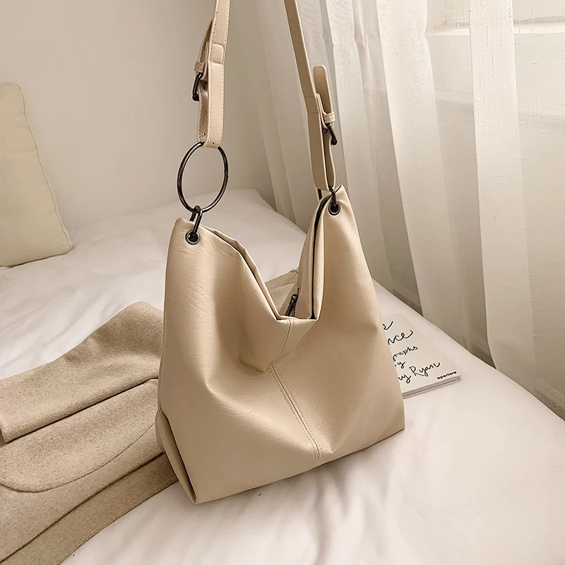 Модная сумка через плечо для женщин 2020 Большая вместительная одноцветная