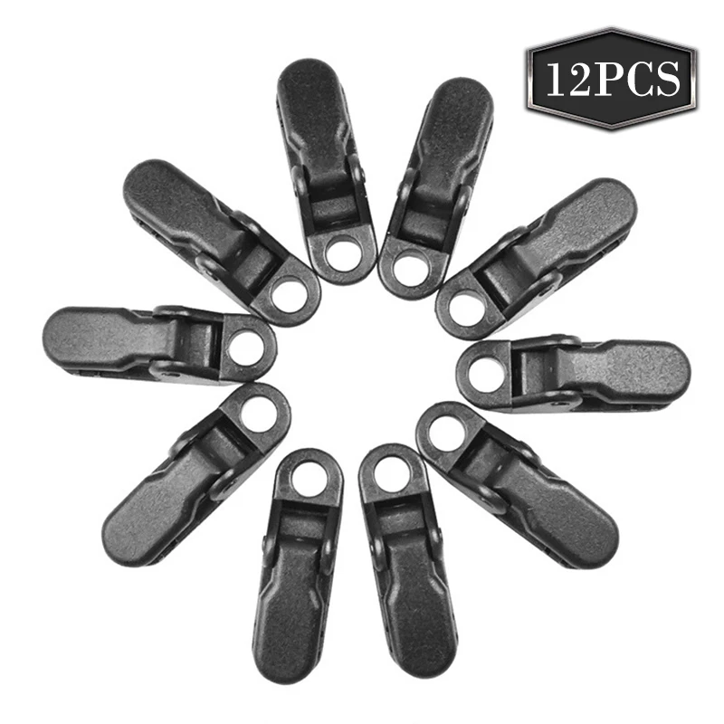 

12or2 Tent Clamp ook Plastic Windproof Clamp Set Survival Grommet Tent Clips Buckle Awning Tarp Fixed Outdoor Mini Black Hangers