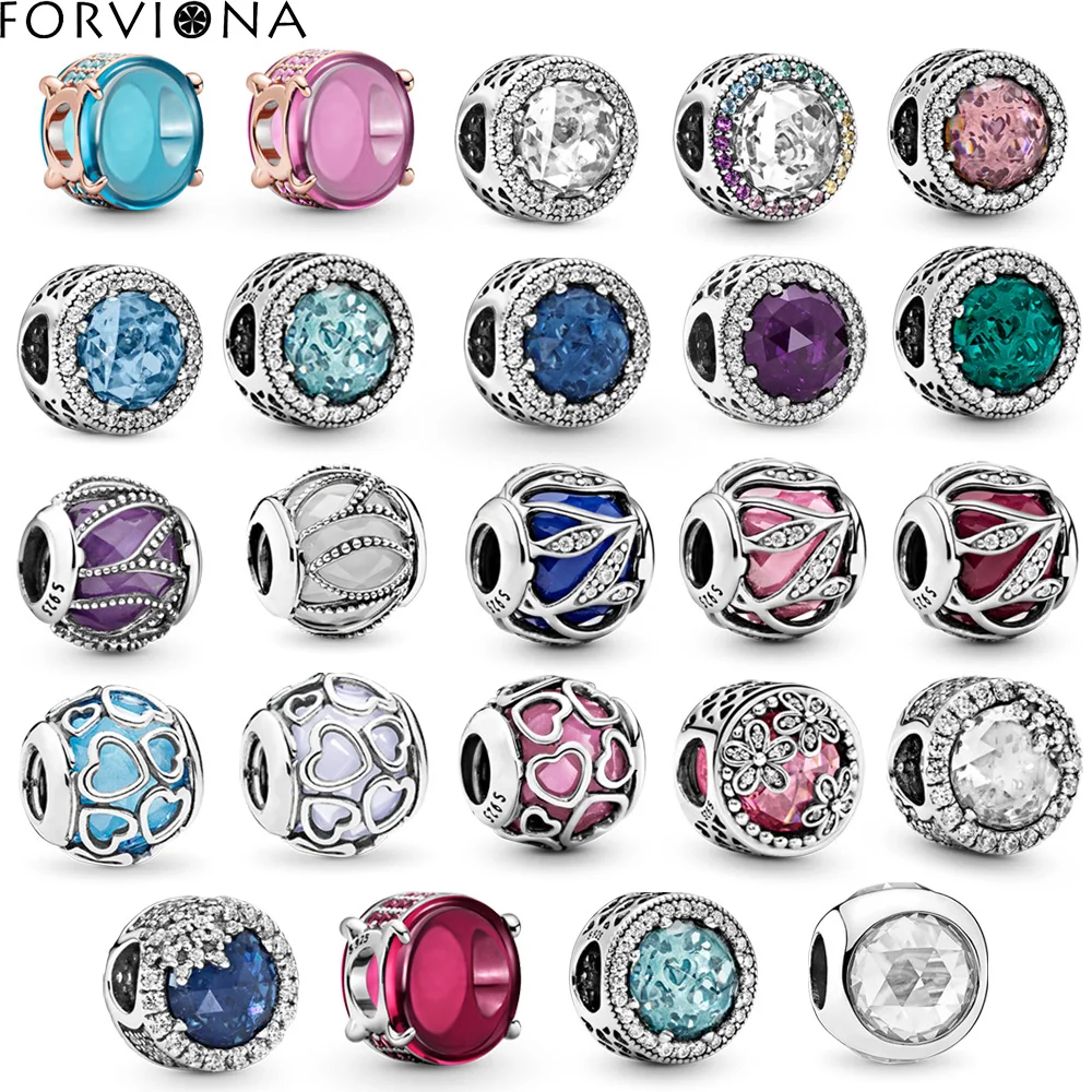 

FORVIONA S925 Love Stitching Multicolor Zircon Cat's Eye Beads DIY Beaded Necklace Bracelet Gift Boutique Jewelry Top Quality