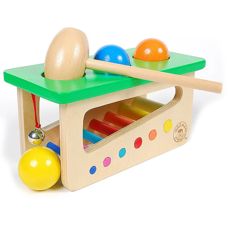 

Montessori Infant Toddler Colorful Sound Sense Tri-Colored Knocking Ball Box Baby Toys Early Learning Aids Toys For Boys Girls