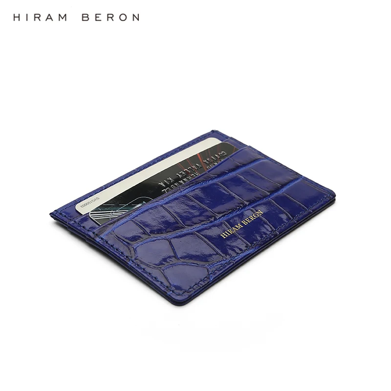 Кошелек и чехол для телефона Hiram Beron из синей итальянской кожи