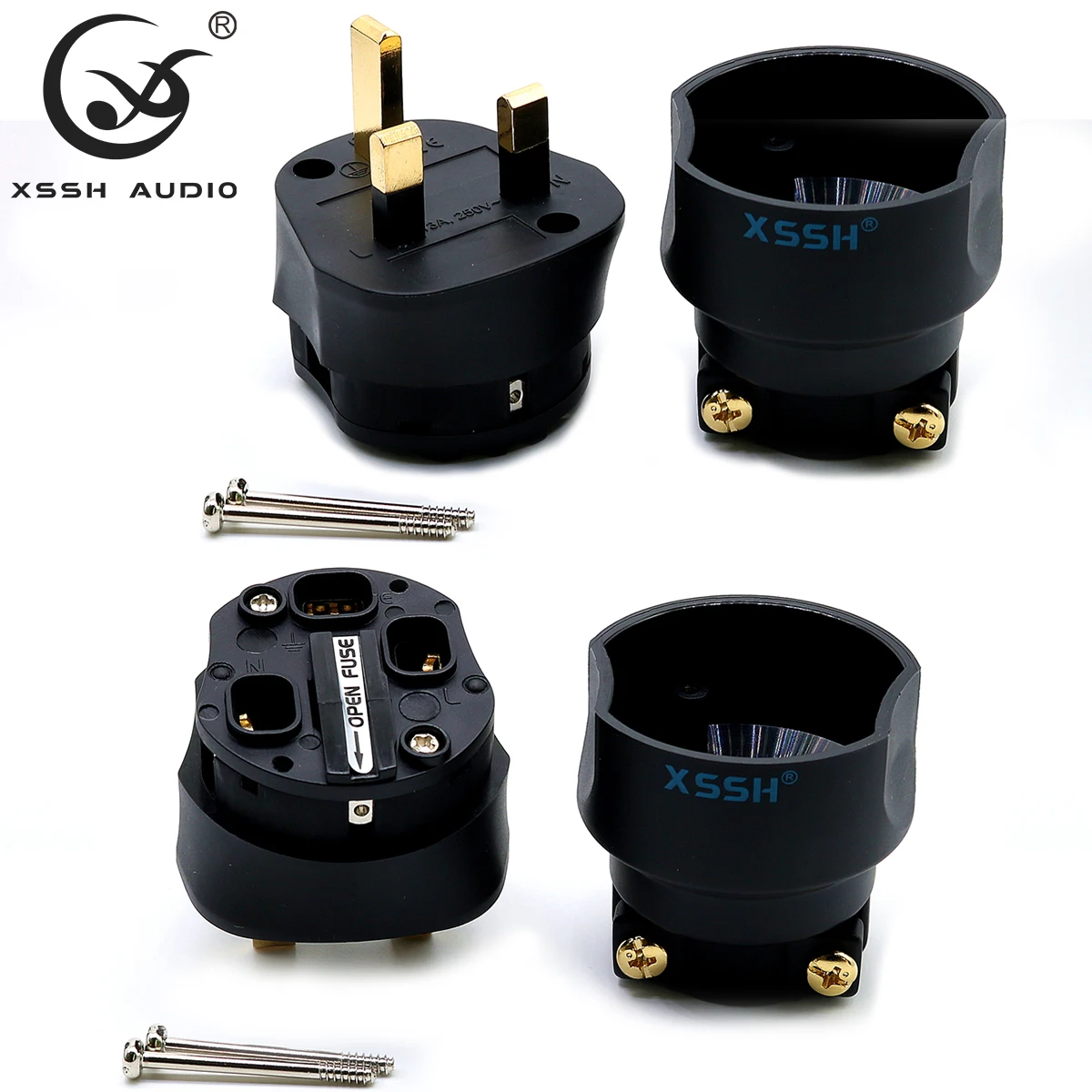 

XSSH audio HiFi DIY Hi-end Acoustic Sound System AC power electric plug 3 pin UK British plug fuse Connector