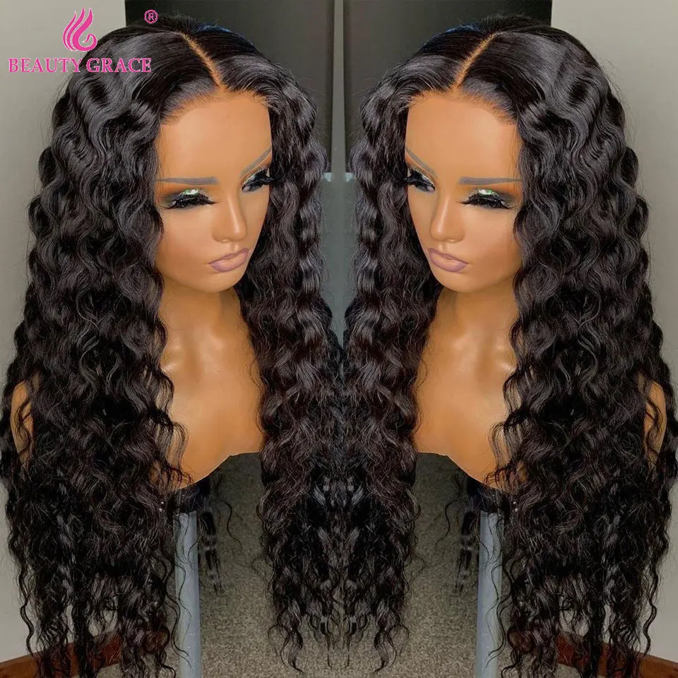 

Deep Wave 30 Inch Human Hair Lace Front Wig Human Hair Deep Wave Wig 4X4 Deep Closure Wig Frontal Wig For Women Human Hair