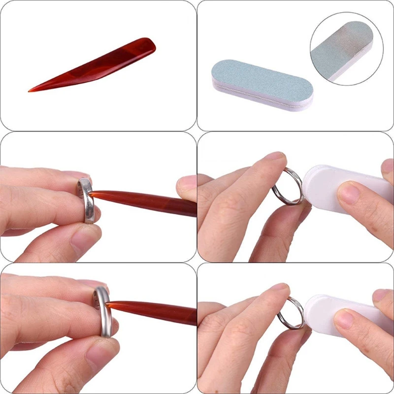 

9Pcs Ring Sizer Guage Jewelers Hammer Ring Metal Mandrel Finger Sizing Ring Measuring Cleaning Tools Jewelry Tools Kit T84A