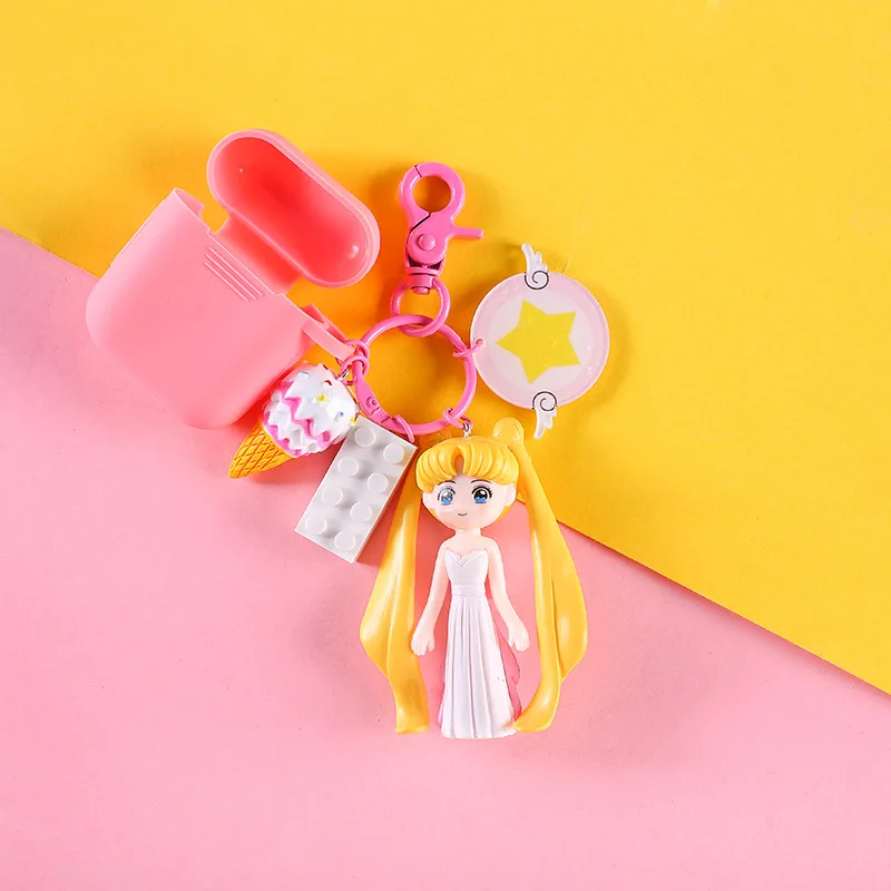Sailor Moon Key Chains AirPods Earphone Protective Sleeve Chain Female Women's Bag Pendant Car Decoration Ring | Украшения и