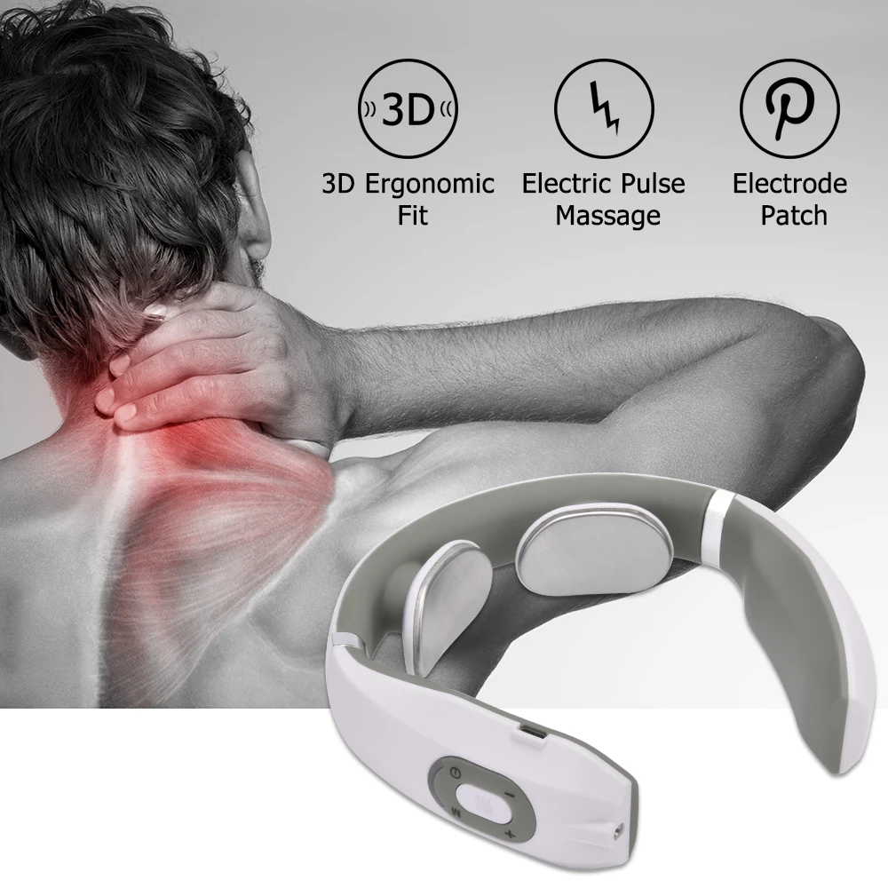 

Electric Pulse Neck Massager Rechargeable Cervical Traction Therapy Massage Stimulator Pain Relief Heating Function For Neck