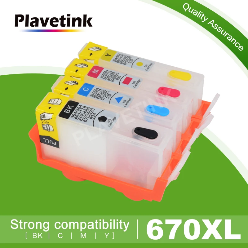 

Plavetink 670XL Refillable Ink Cartridge Replacement for HP 670 HP670 for Deskjet 3525 4615 4625 5525 6525 Printer