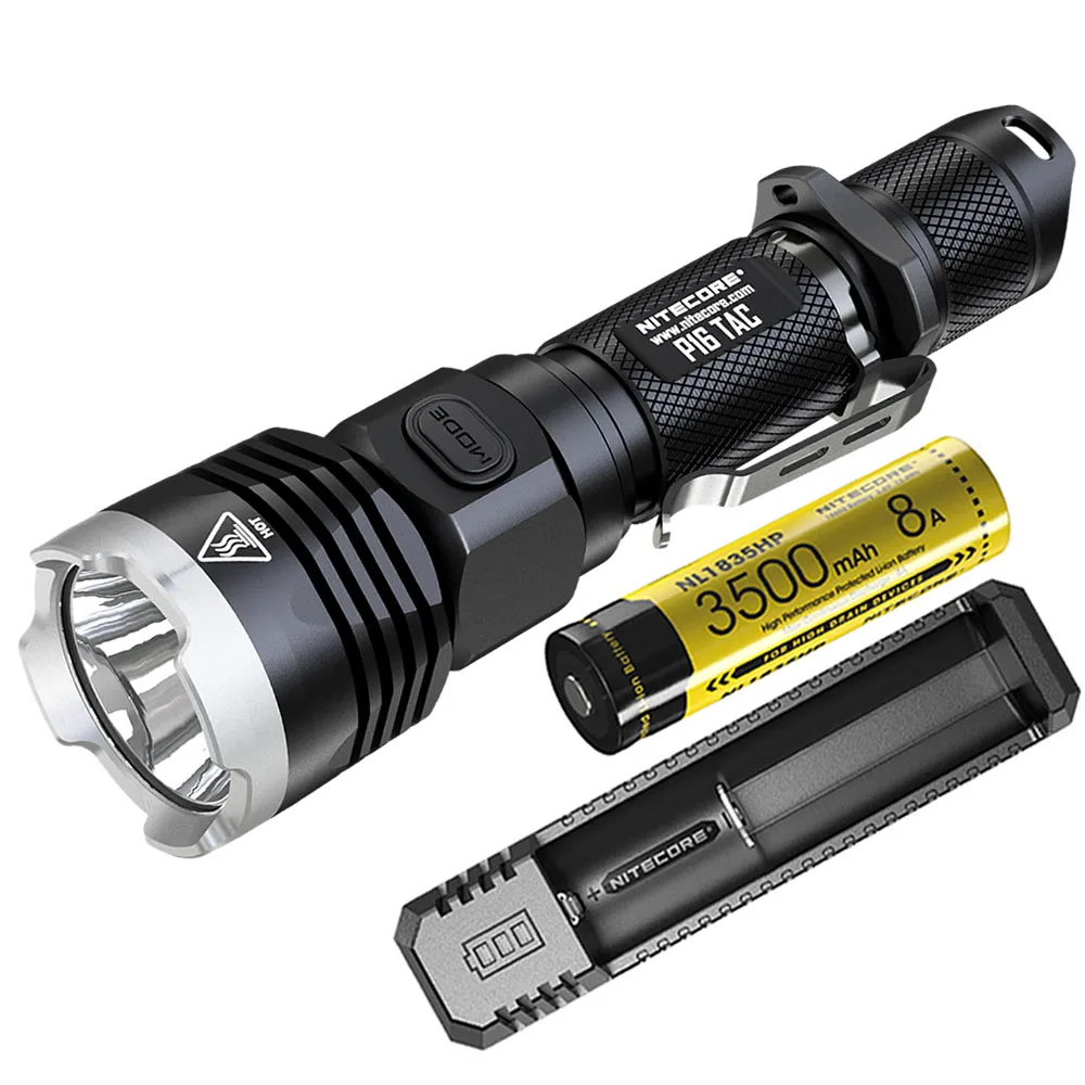 Тактическая вспышка NITECORE P16 TAC P16TAC CREE XM L2 max 1000 люмен расстояние луча 300 м уличный