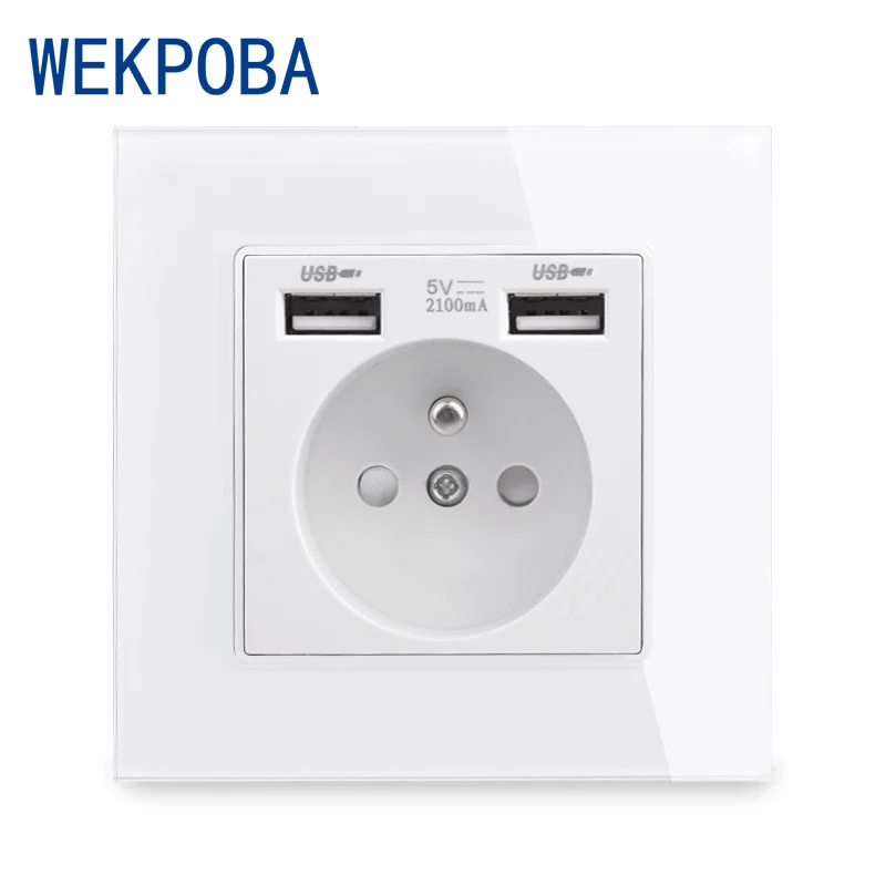 WEKPOBA французская полированная стандартная настенная розетка с заземлением USB Type A