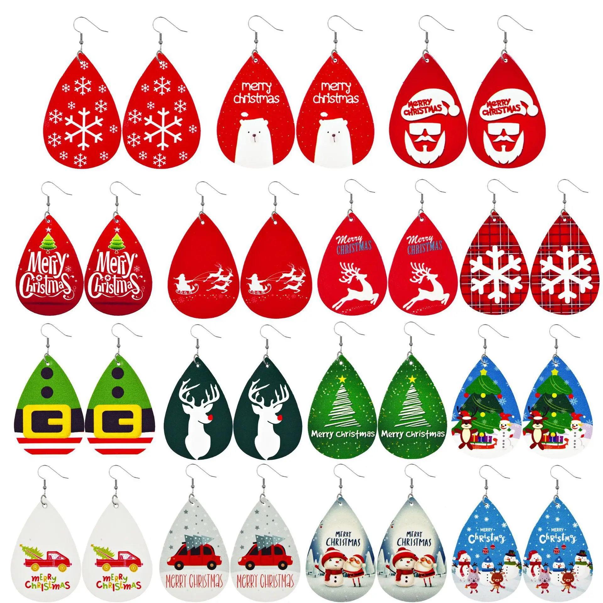 

New Drop-shaped Leather Earrings Christmas Earrings Drop Dangle Earrings Christmas Jewelry Eve Surprise Gift for Women and Girls