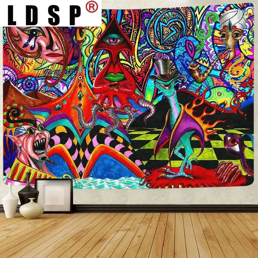 

Гобелен LDSP, сказочный богемный гобелен в виде льва, хиппи, горные грибы, настенные подвесные гобелены для гостиной, домашний декор, баннер