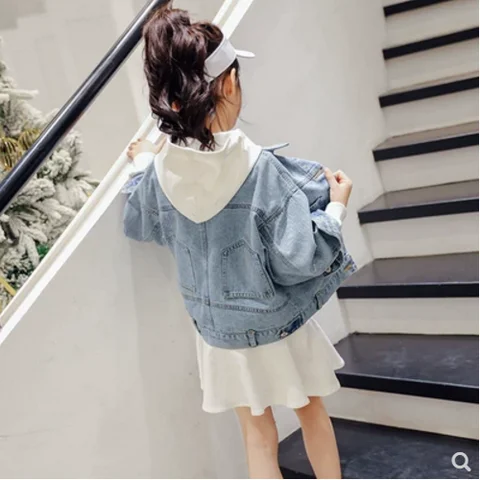 Джинсовая куртка для девочек, весна-осень, детская одежда в Корейском стиле